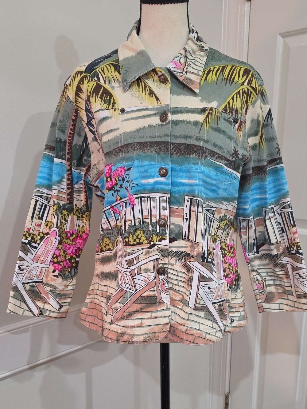 Vintage Kaktus Wearable Art Novelty Print Resort Jacket – Size Large